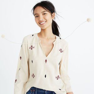 Madewell Embroidered Fringe Top M